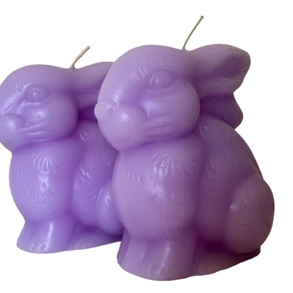 Pier 1 Pastel Lavender Purple Easter Bunny Candles Set of 2
